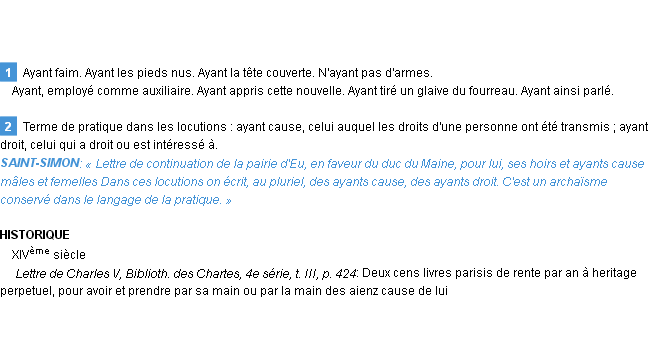 Définition ayant Emile Littré