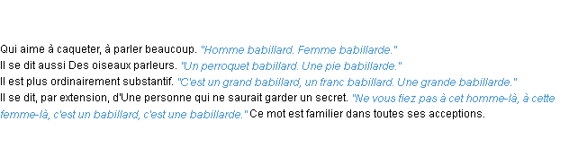 Définition babillard ACAD 1835