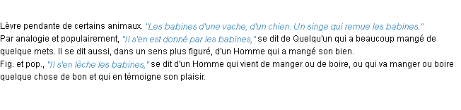 Définition babine ACAD 1932