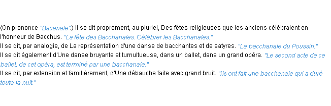 Définition bacchanale ACAD 1835