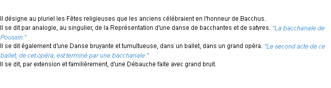 Définition bacchanale ACAD 1932