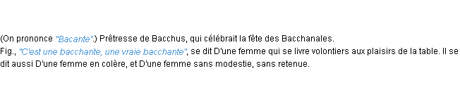 Définition bacchante ACAD 1835