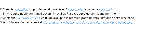 Définition bachelier ACAD 1986