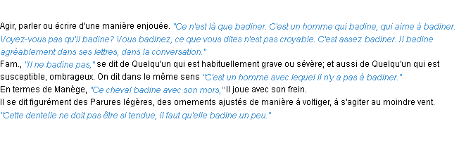 Définition badiner ACAD 1932