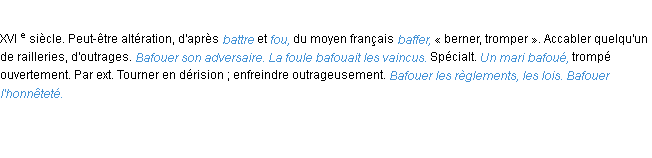 Définition bafouer ACAD 1986