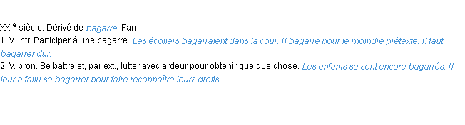 Définition bagarrer ACAD 1986