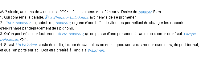 Définition baladeur ACAD 1986