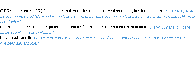 Définition balbuteur ACAD 1932