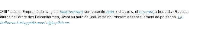 Définition balbuzard ACAD 1986