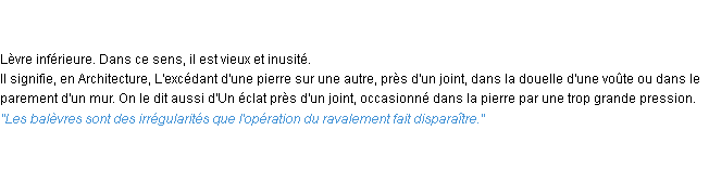 Définition balèvre ACAD 1835