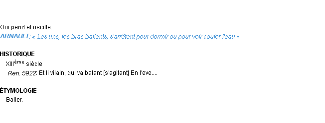 Définition ballant Emile Littré