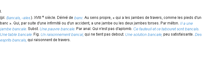 Définition bancal ACAD 1986