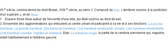 Définition banlieue ACAD 1986