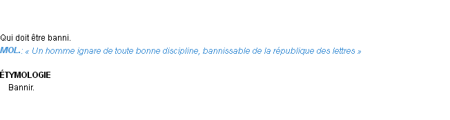 Définition bannissable Emile Littré