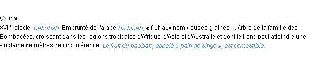 Définition baobab ACAD 1986