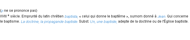 Définition baptiste ACAD 1986