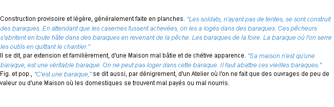 Définition baraque ACAD 1932