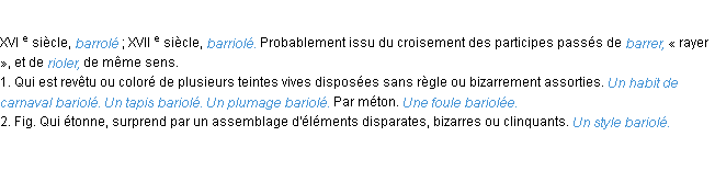 Définition bariolé ACAD 1986