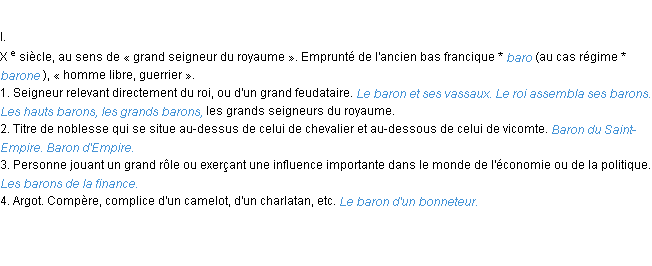 Définition baron ACAD 1986