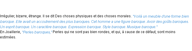 Définition baroque ACAD 1835