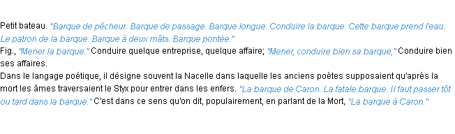 Définition barque ACAD 1932