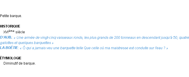Définition barquette Emile Littré