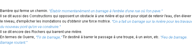 Définition barrage ACAD 1932