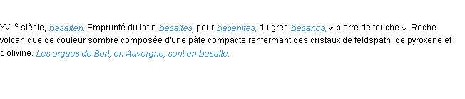 Définition basalte ACAD 1986