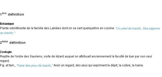 Définition basilic ACAD 1932