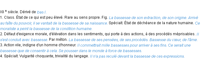 Définition bassesse ACAD 1986