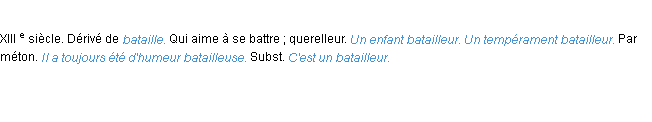 Définition batailleur ACAD 1986