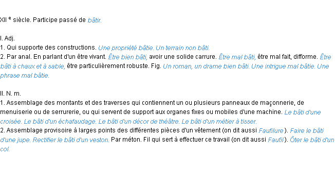 Définition bâti ACAD 1986
