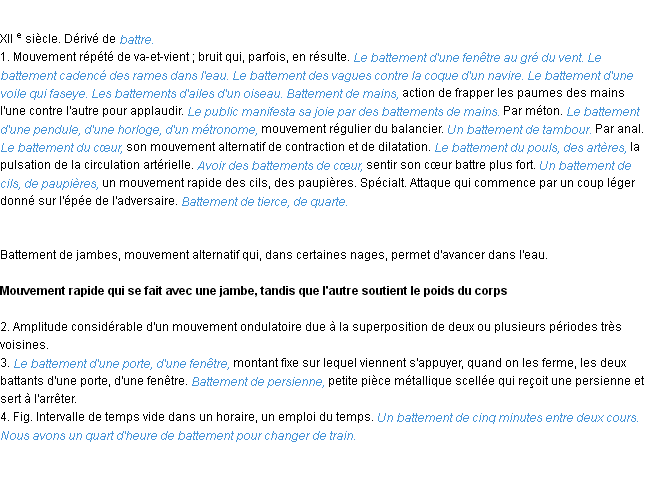 Définition battement ACAD 1986
