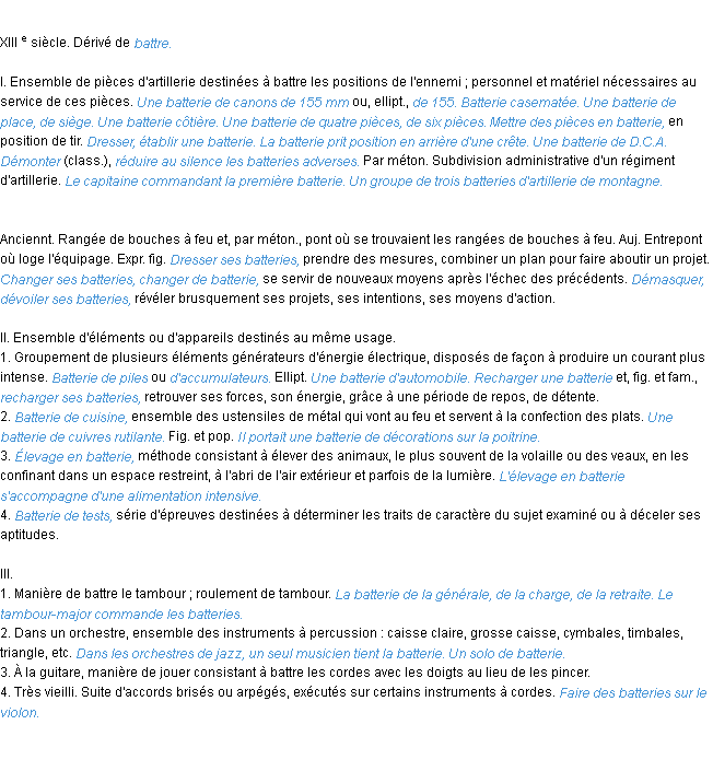 Définition batterie ACAD 1986