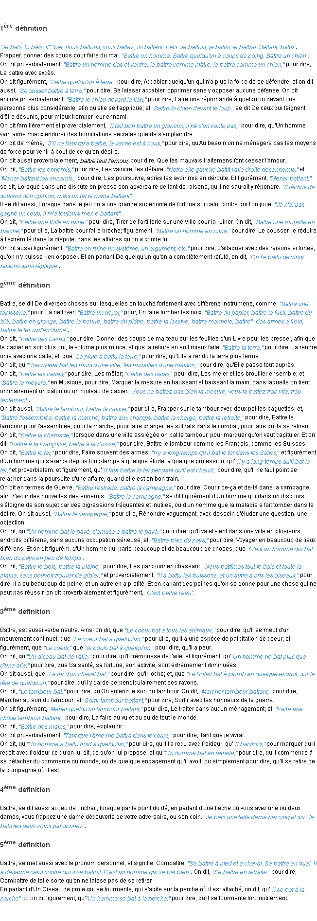 Définition battre ACAD 1798