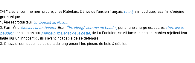 Définition baudet ACAD 1986