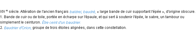 Définition baudrier ACAD 1986