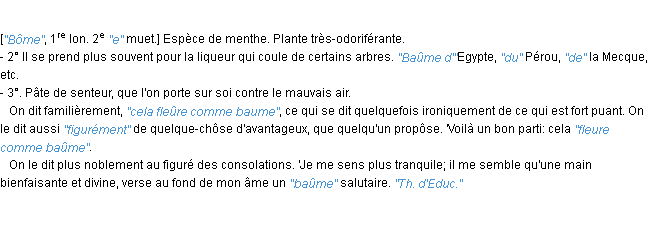 Définition baûme JF.Feraud