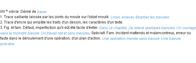 Définition bavure ACAD 1986