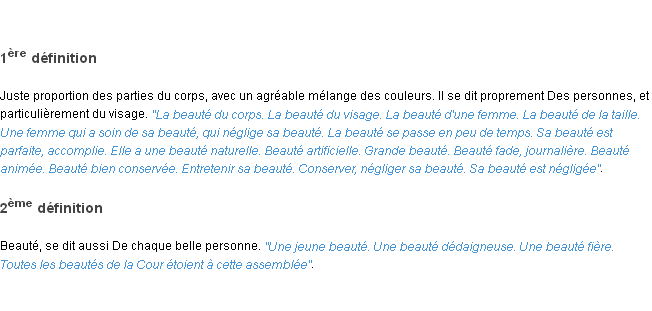 Définition beauté ACAD 1798