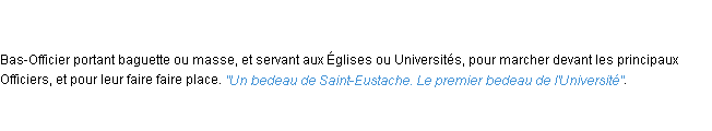 Définition bedeau ACAD 1798