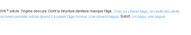 Définition bégu ACAD 1986