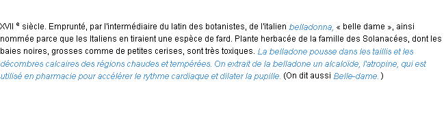 Définition belladone ACAD 1986