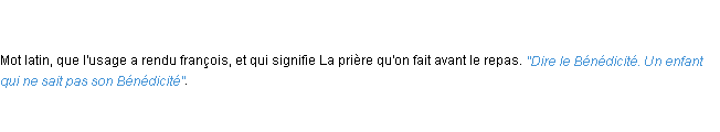 Définition bénédicité ACAD 1798