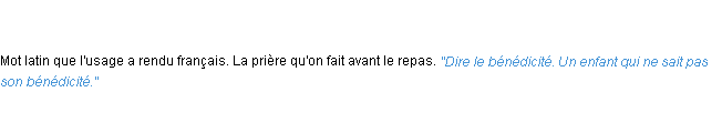 Définition bénédicité ACAD 1835