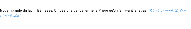 Définition bénédicité ACAD 1932