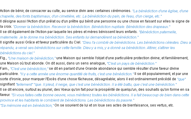 Définition bénédiction ACAD 1932