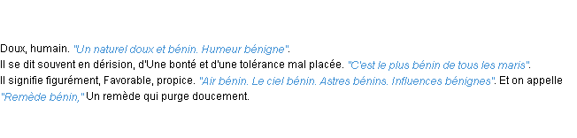 Définition bénin ACAD 1798