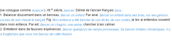 Définition bercer ACAD 1986