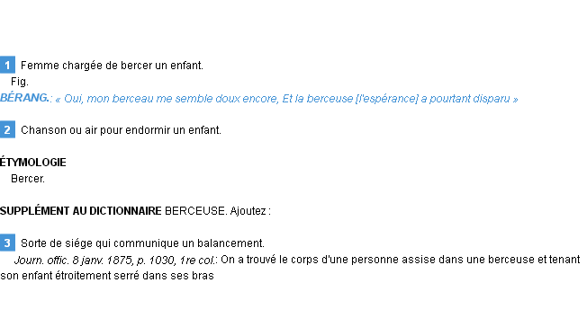 Définition berceuse Emile Littré